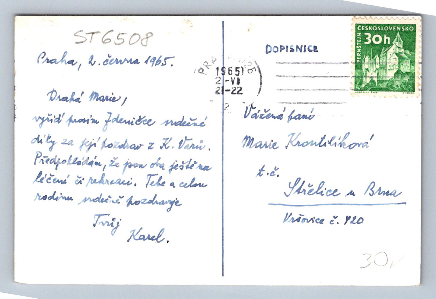 Postcard PRAGUE (ST6508)