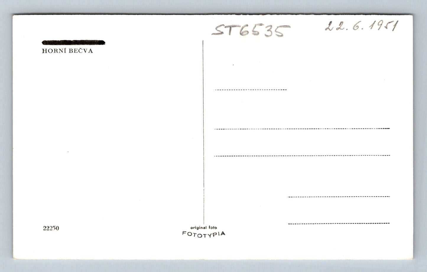 Postcard HORNÍ BEČVA (ST6535)