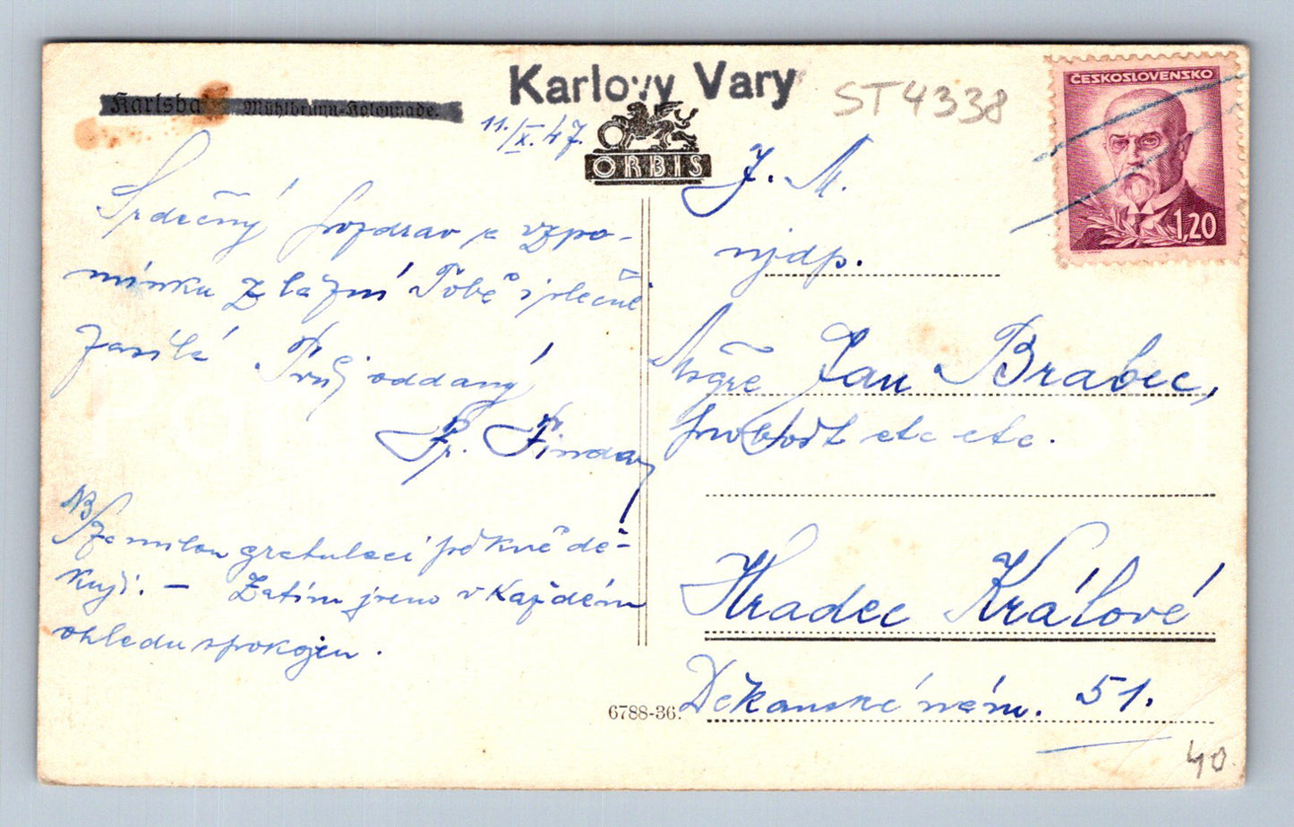 Pohlednice KARLOVY VARY (ST4338)
