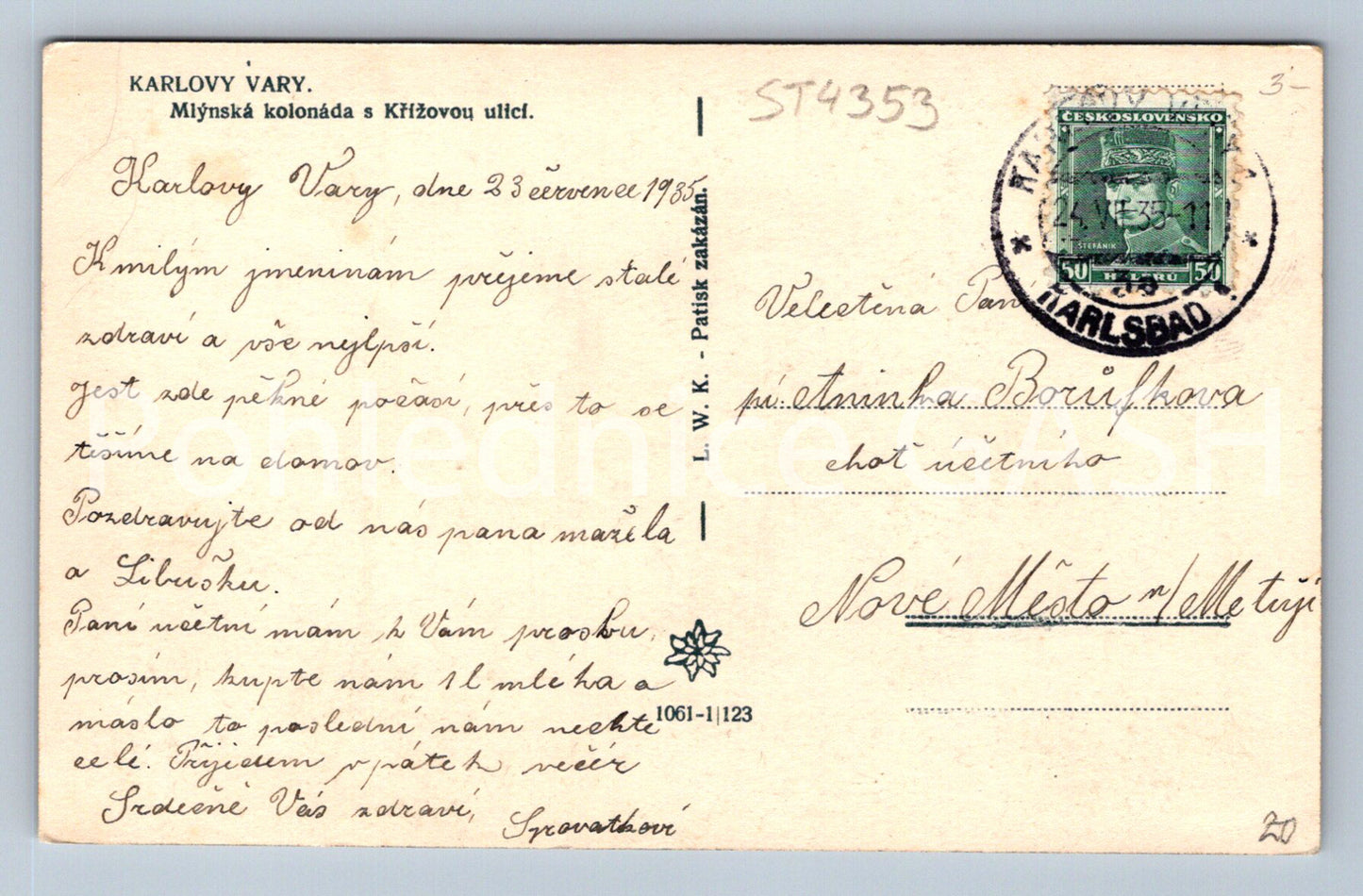 Pohlednice KARLOVY VARY (ST4353)
