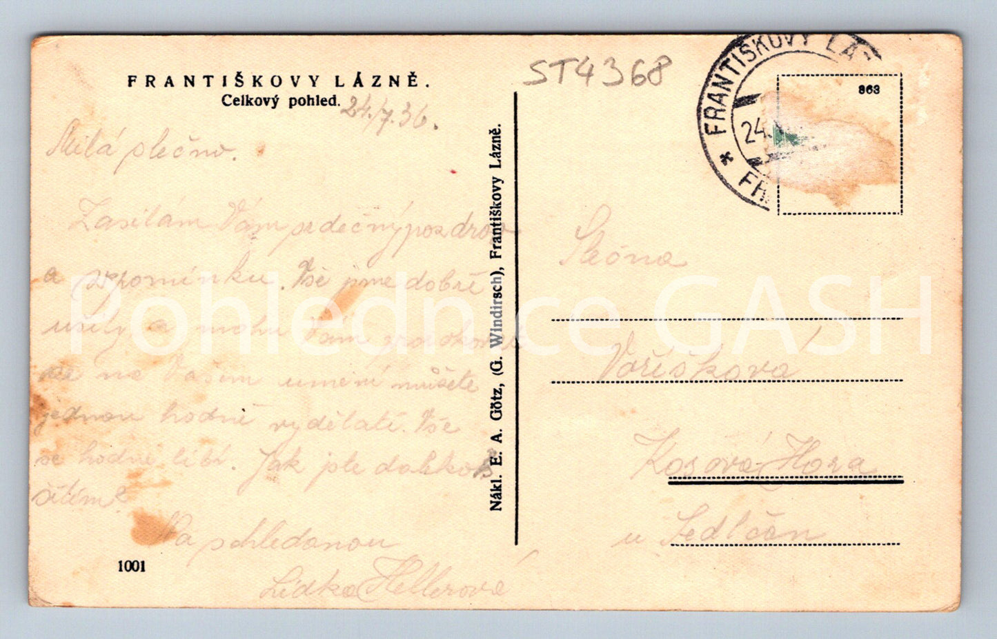 Pohlednice FRANTIŠKOVY LÁZNĚ (ST4368)