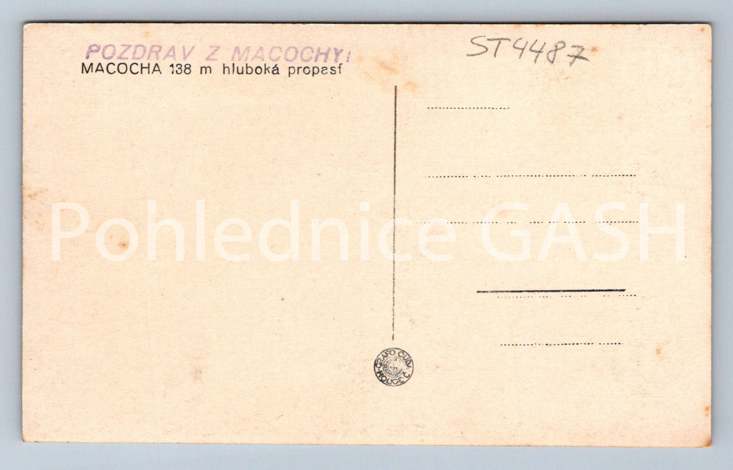 Pohlednice MACOCHA 138 M HLUBOKÁ PROPAST (ST4487)