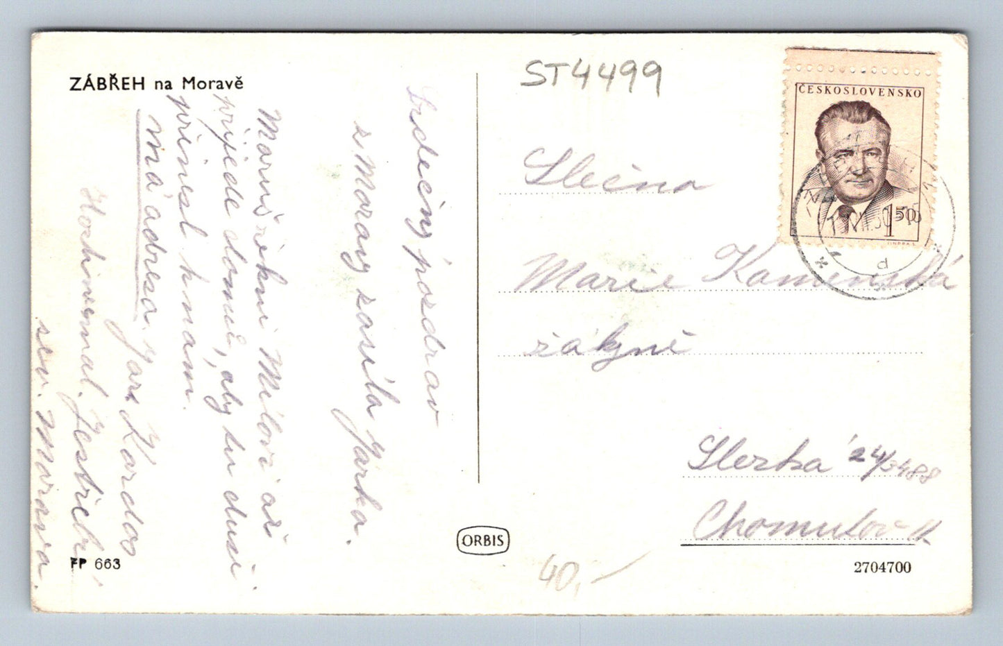 Pohlednice ZÁBŘEH NA MORAVĚ (ST4499)