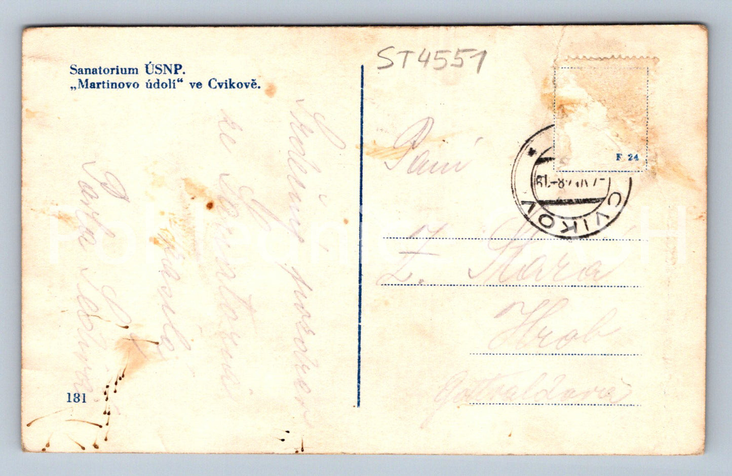 Pohlednice SANATORIUM ÚSNP - MARTINOVO ÚDOLÍ VE CVIKOVĚ (ST4551)
