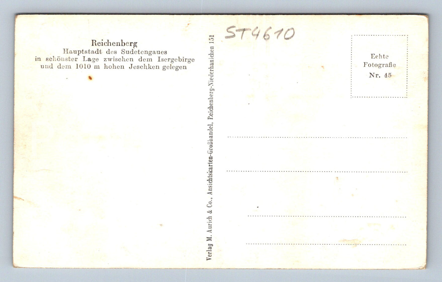 Postcard REICHENBERG (ST4610)