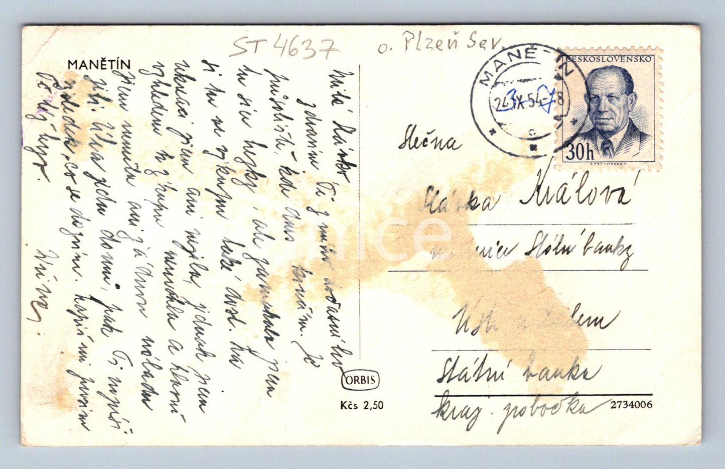 Postcard MANĚTÍN (ST4637)