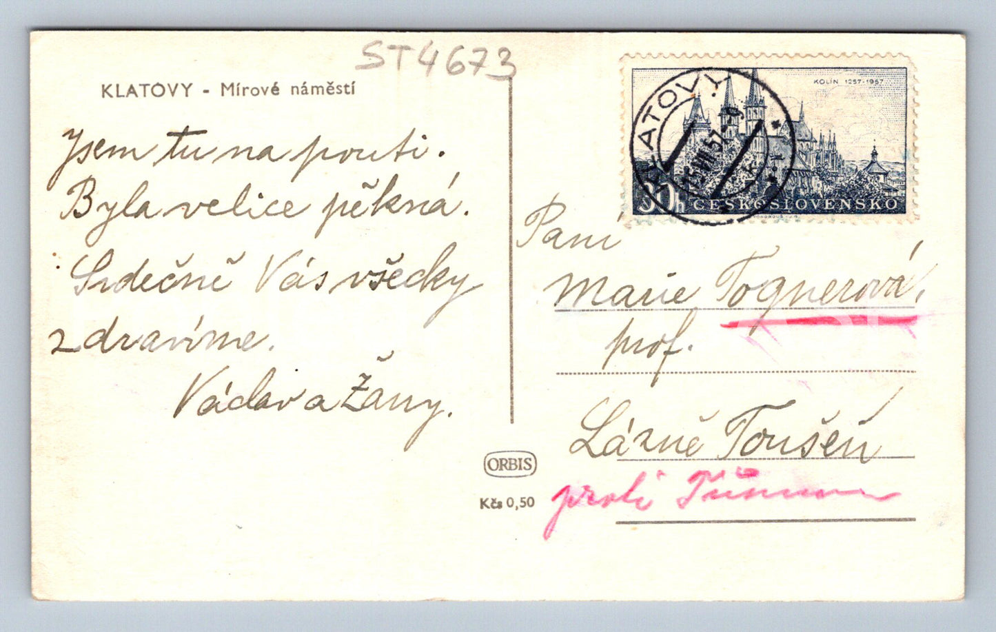 Pohlednice KLATOVY - MÍROVÉ NÁMĚSTÍ (ST4673)