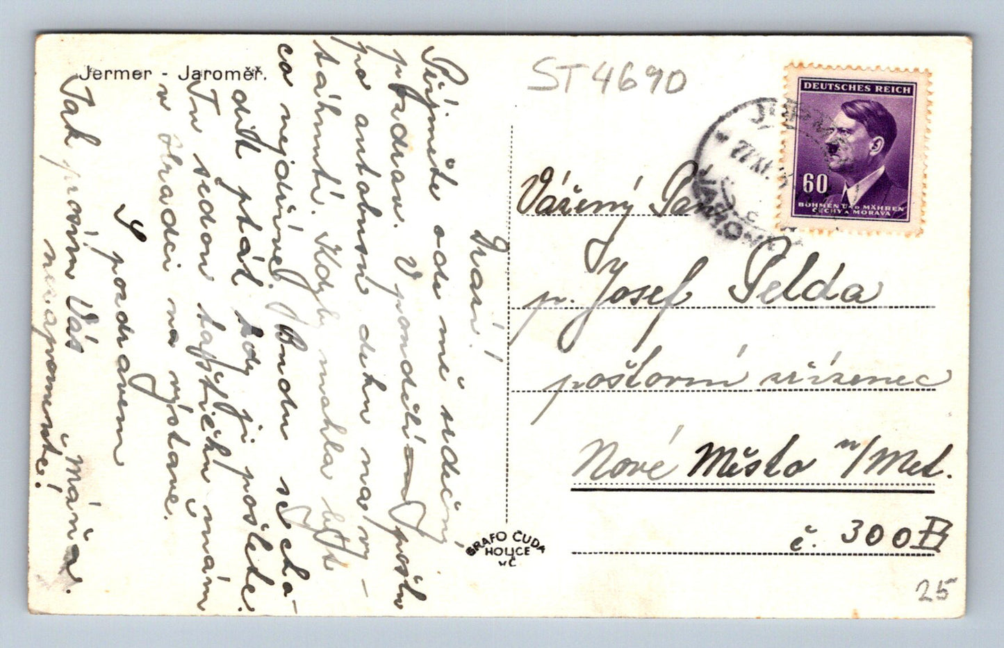 Postcard JAROMĚŘ (ST4690)