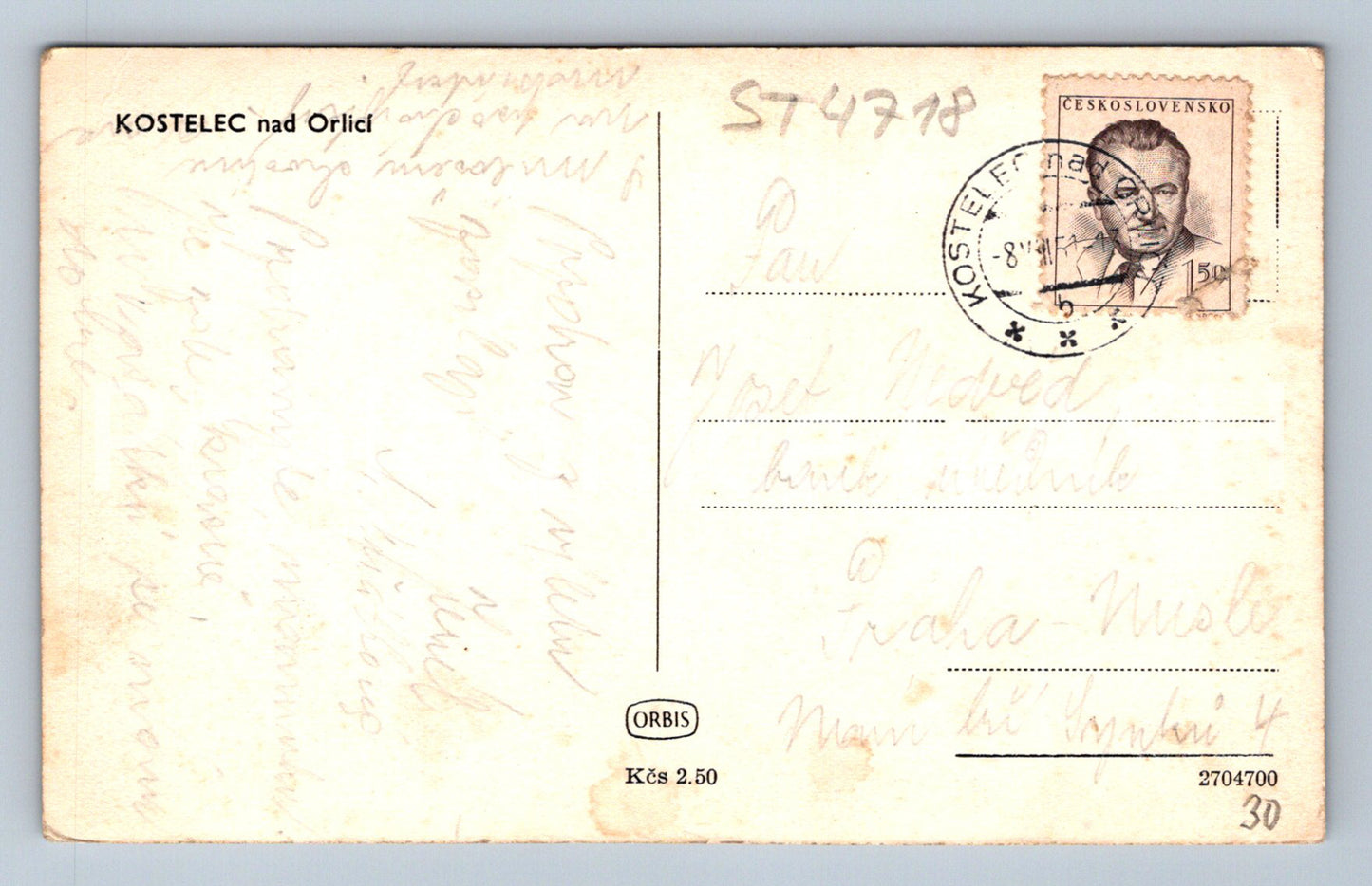 Postcard KOSTELEC NAD ORLICÍ (ST4718)