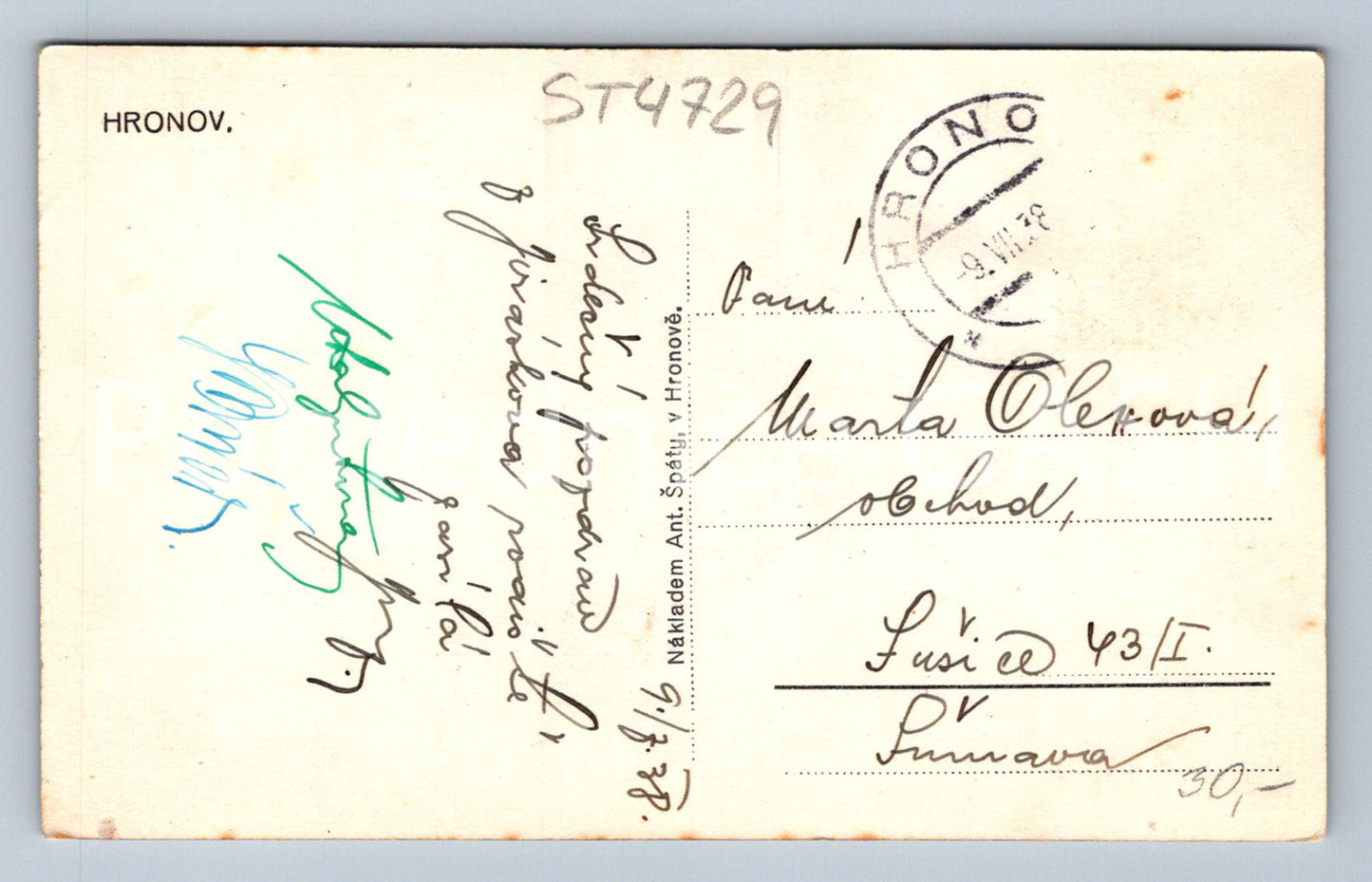 Postcard HRONOV (ST4729)