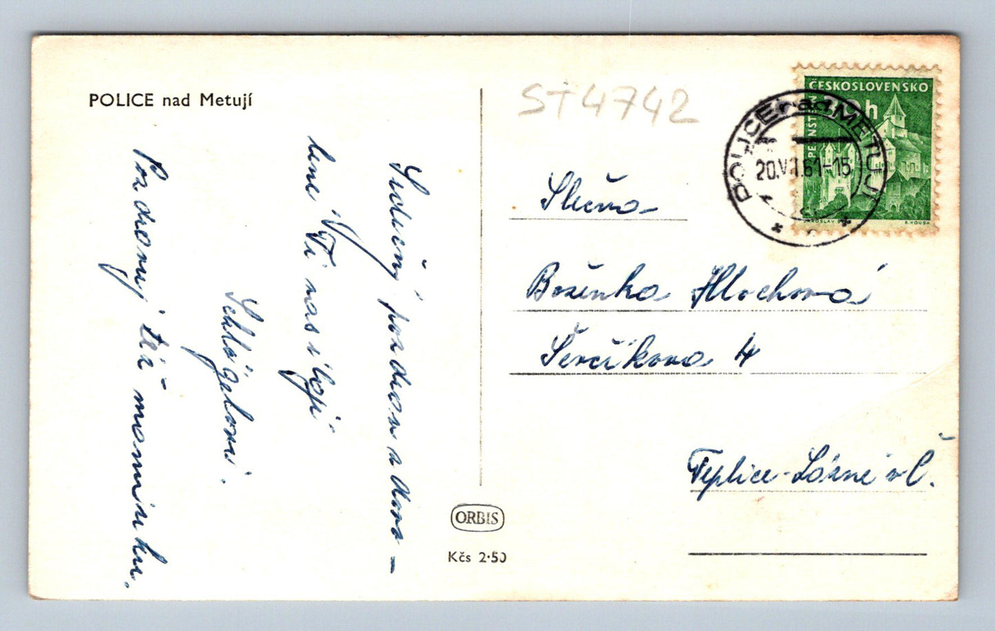 Postcard POLICE ABOVE METUJÍ (ST4742)