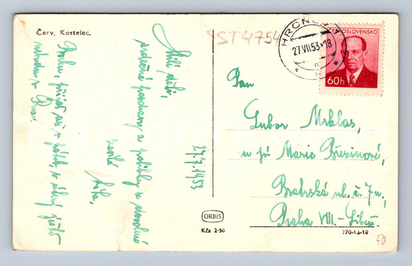 Postcard ČERV. KOSTELEC (ST4754)