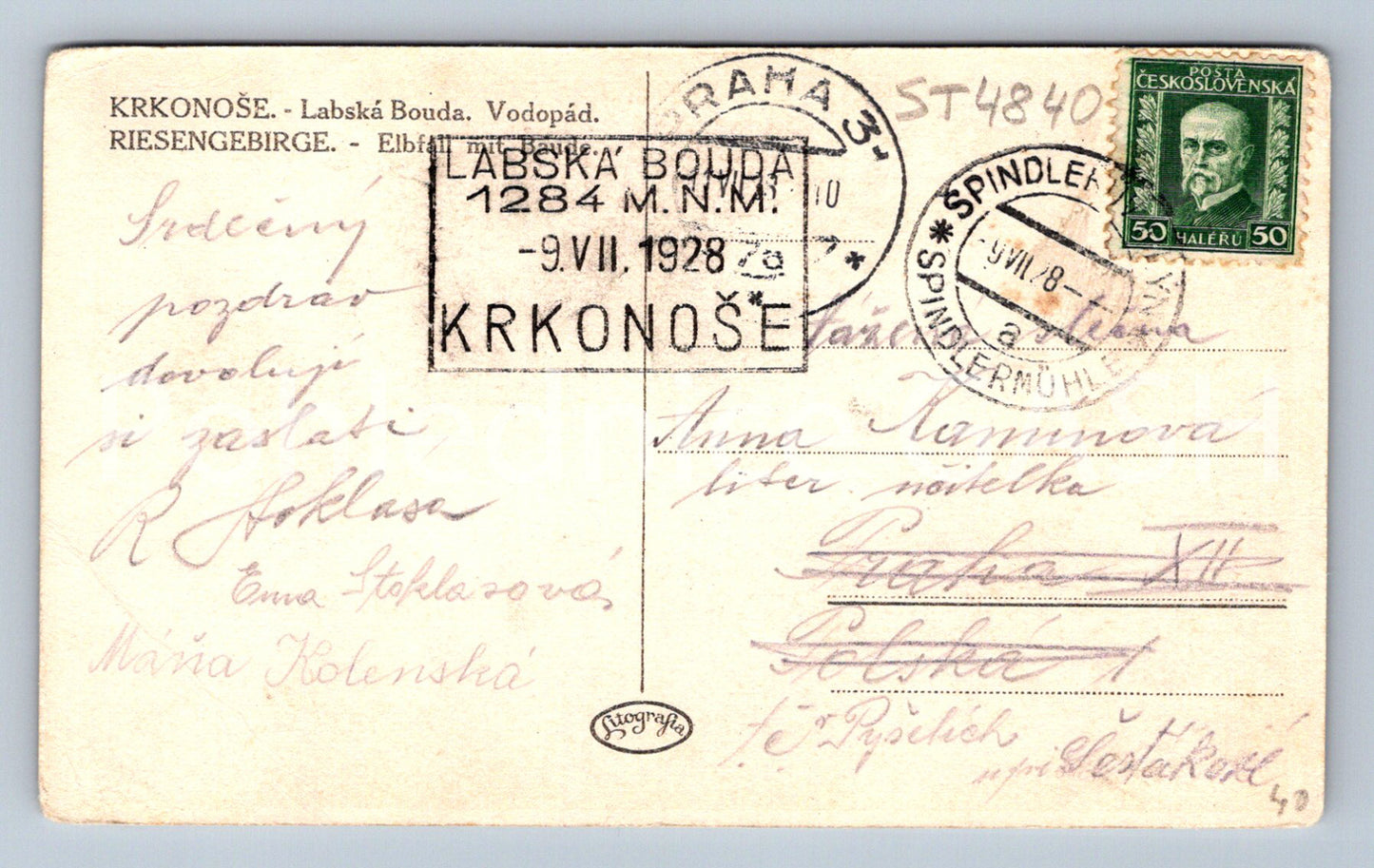 Postcard KRKONOSE (ST4840)