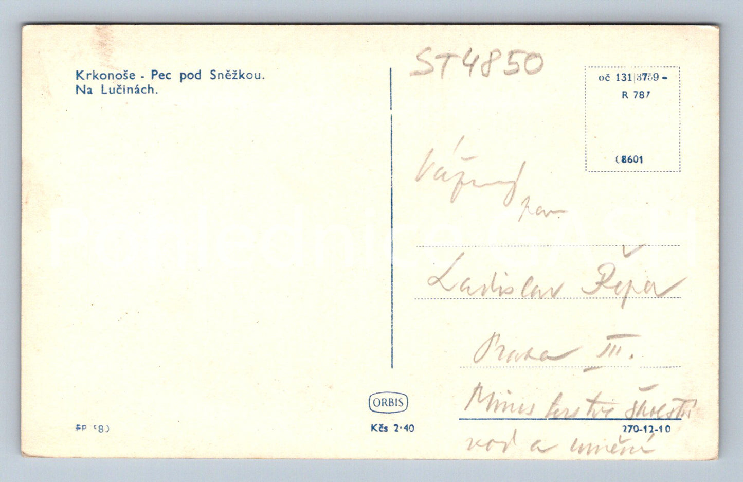 Postcard KRKONOSE - PEC UNDER SNĚŽKOU (ST4850)