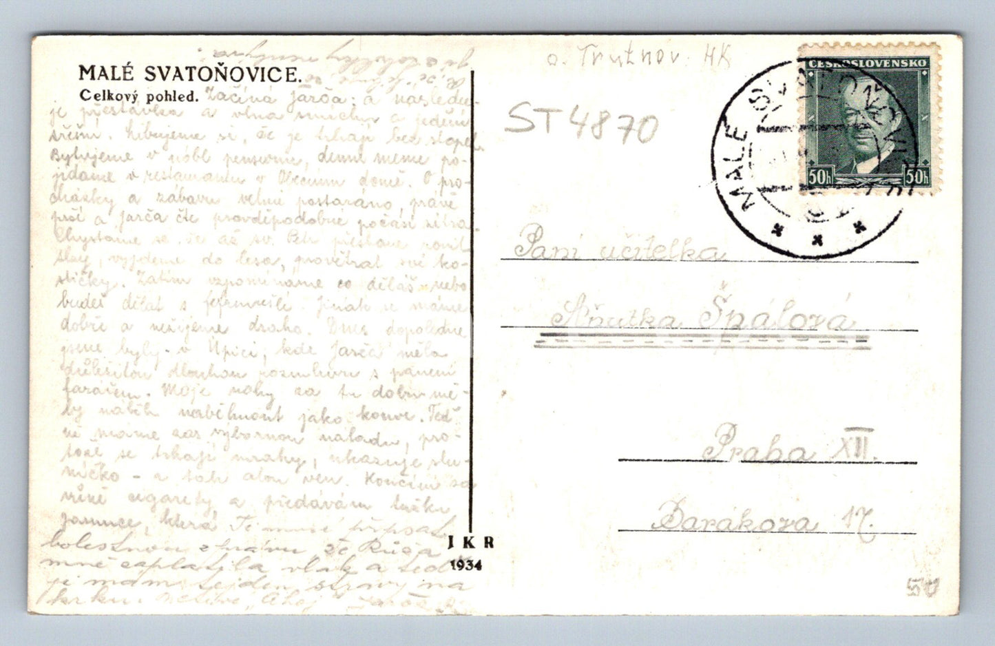 Postcard MALE SVATOŇOVICE (ST4870)