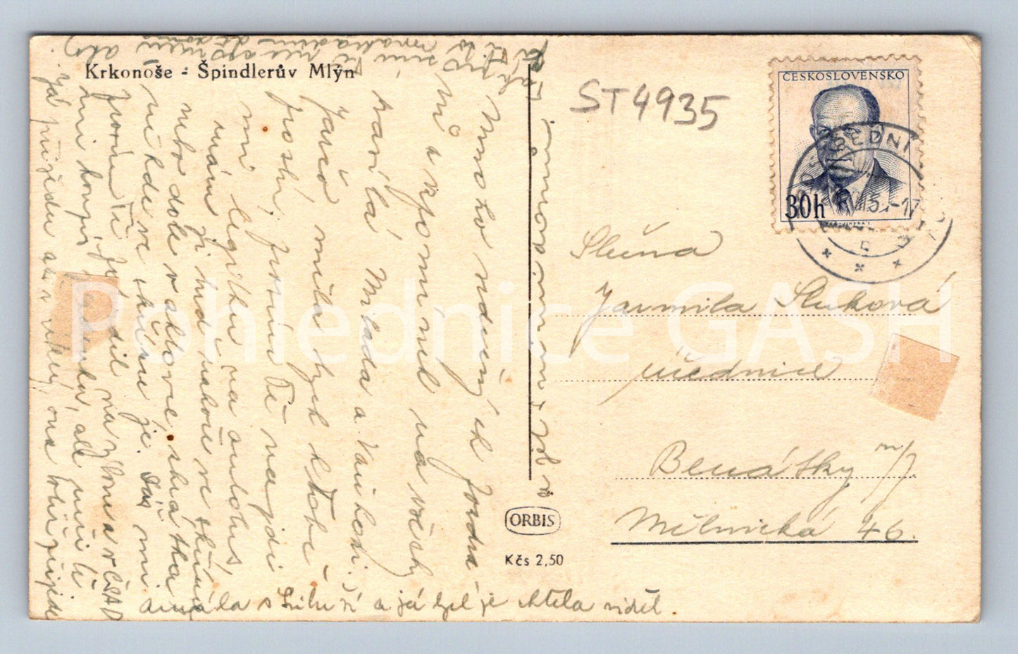 Postcard KRKONOSE - ŠPINDLERŮV MLÝN (ST4935)