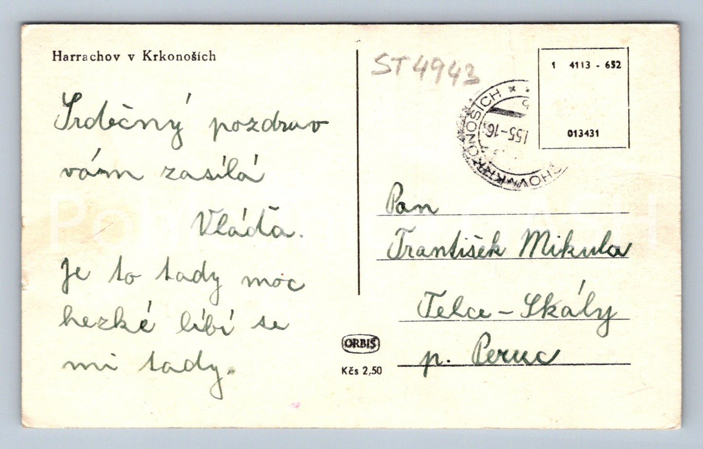 Postcard HARRACHOV IN THE KRKONOSZIE (ST4943)