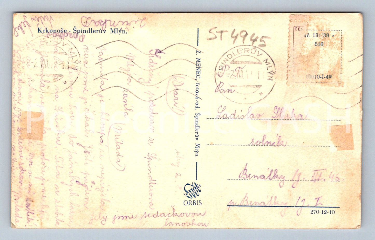 Postcard KRKONOSE MOUNTAINS - SPINDLER MILL (ST4945)