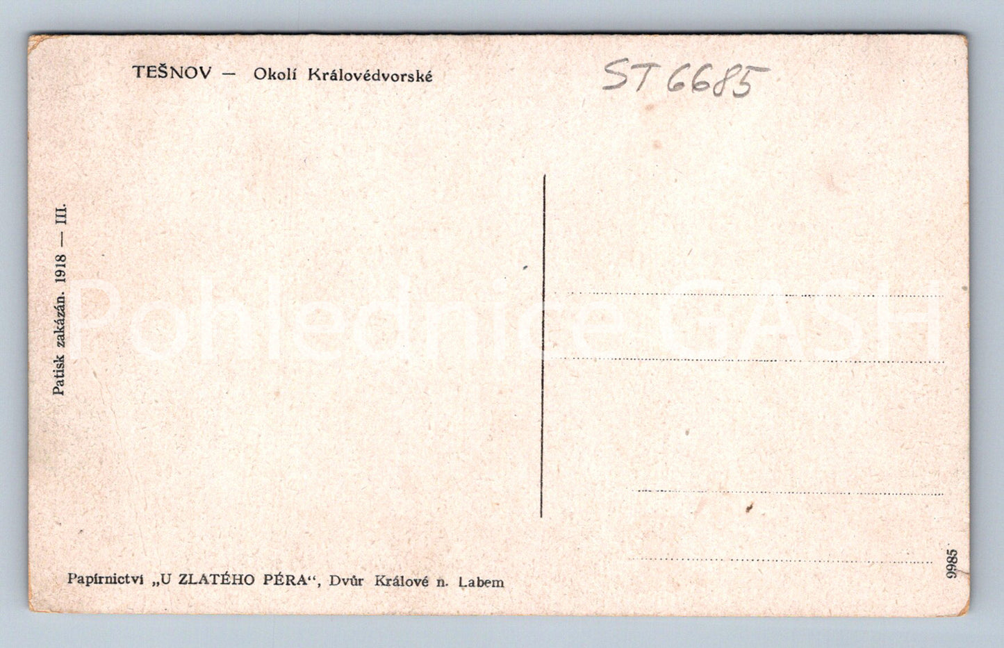 Postcard TĚŠNOV - ELBE RESERVOIR IN TĚŠNOV (ST6685)