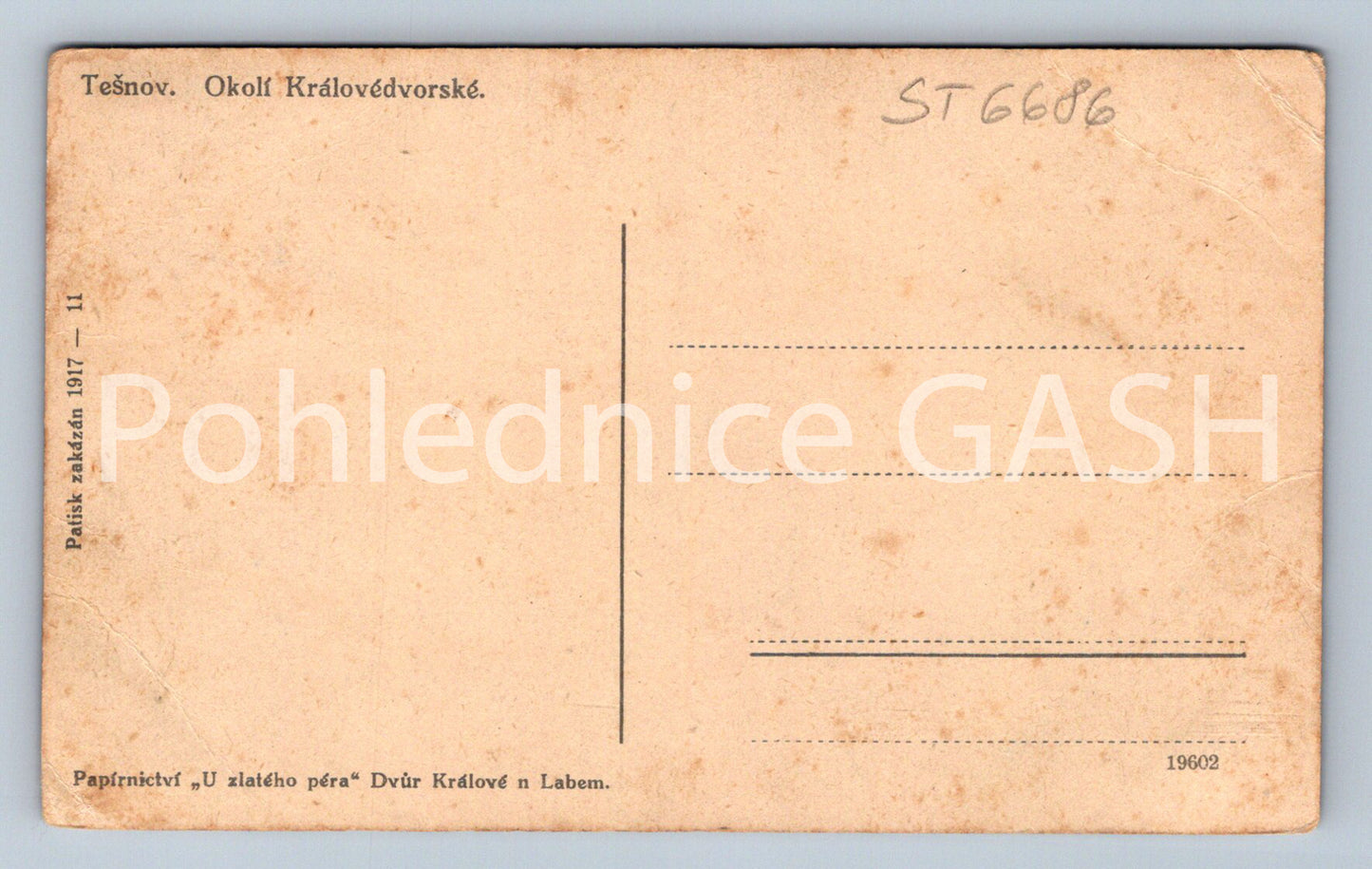 Postcard TĚŠNOV - ELBE RESERVOIR IN TĚŠNOV (ST6686)