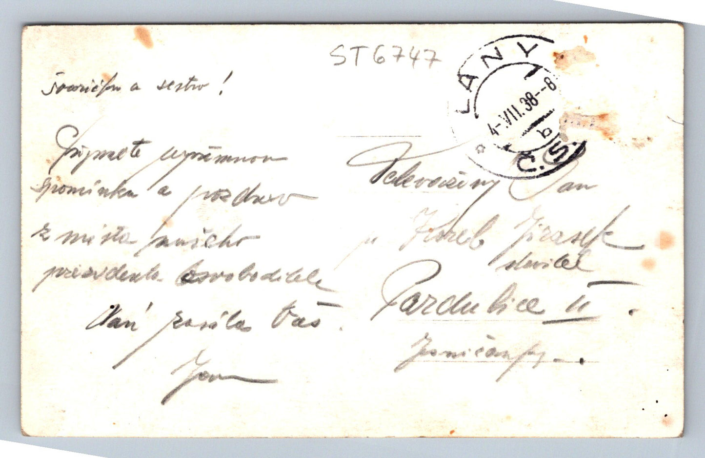 Postcard BENEŠ WITH HIS WIFE AT THE GRAVE OF THE PRESIDENT LIBERATOR (ST6747)