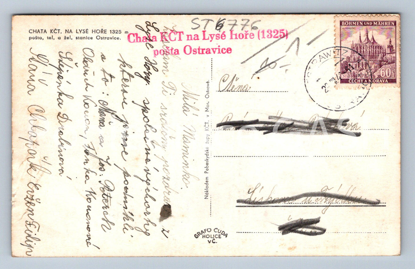 Postcard LYSÁ HORA - COTTAGE (ST6776)