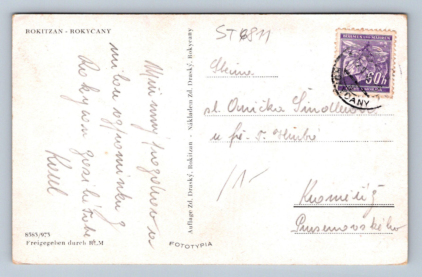 Postcard ROKYCANY (ST6811)