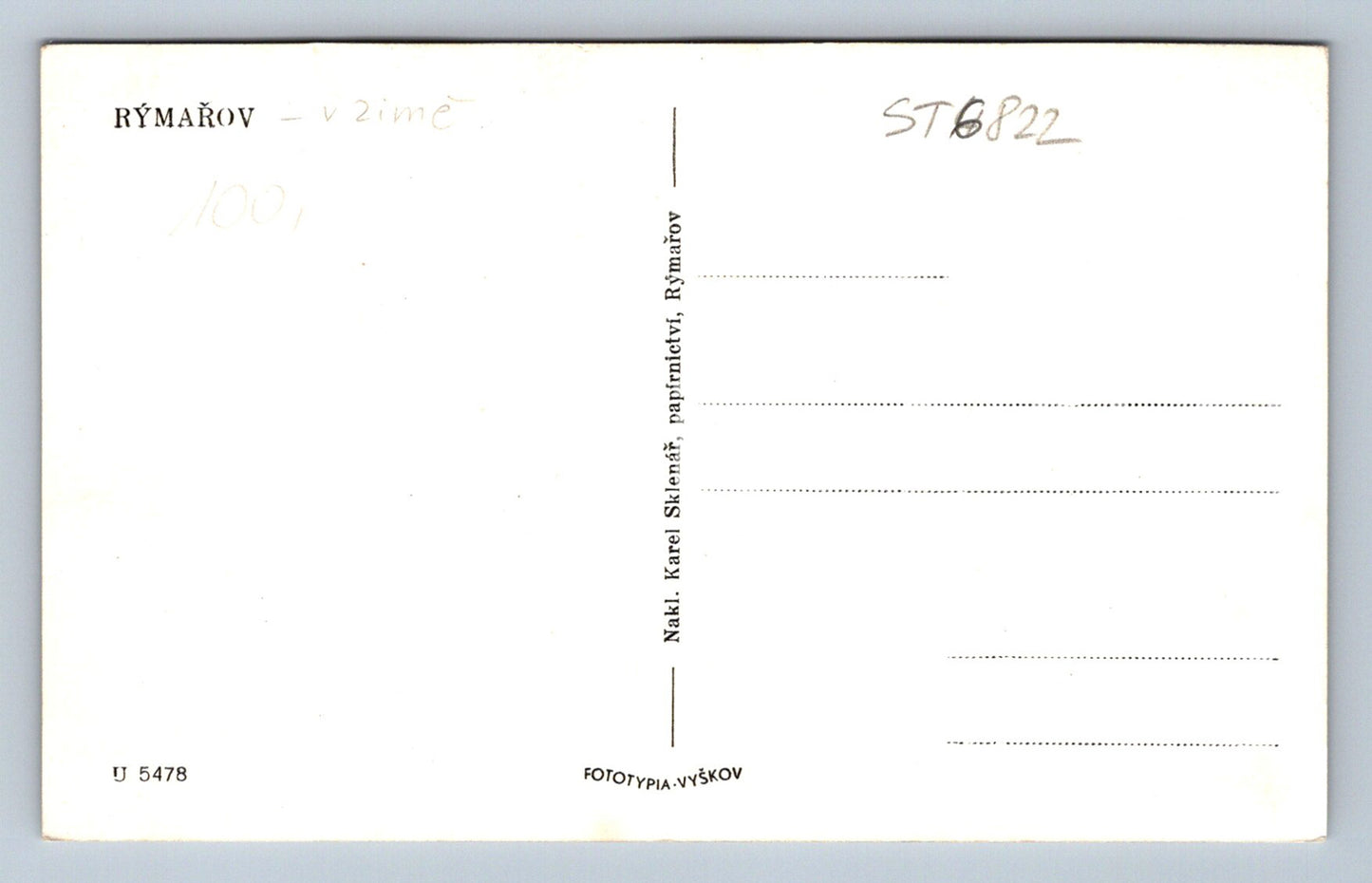 Postcard RÝMAŘOV (ST6822)
