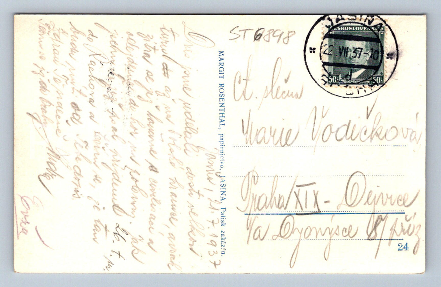 Postcard JASINA - SUBCARPATHIAN RUSSIA (ST6898)