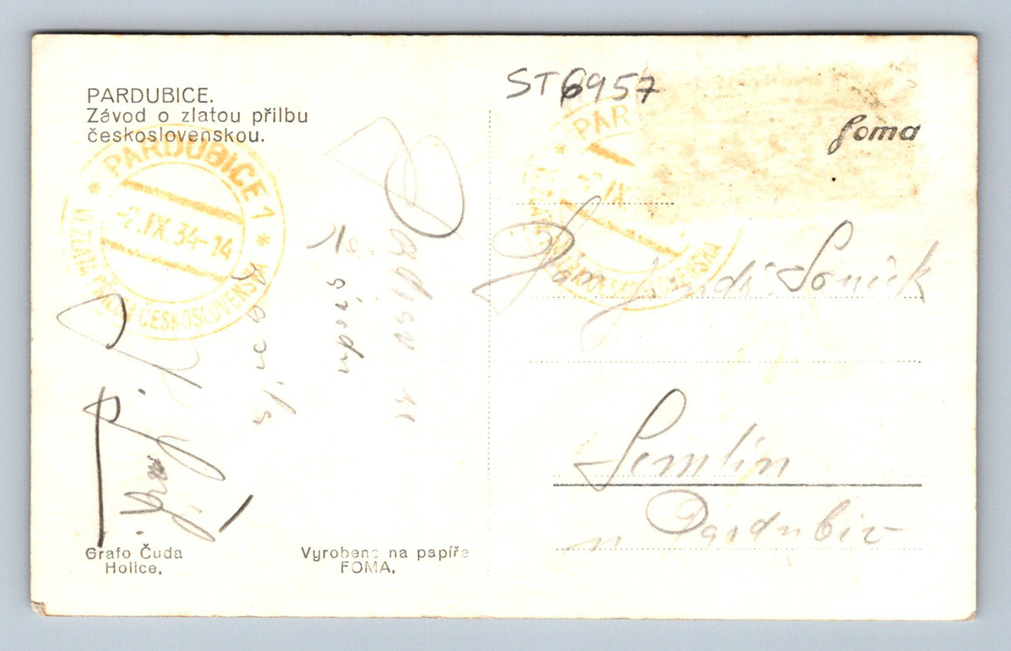 Postcard PARDUBICE Motrky Pardubice vacuum oil plant (ST6957)