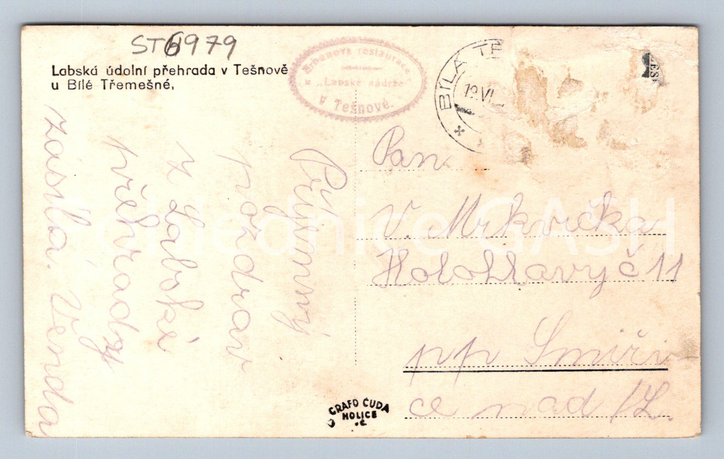 Postcard ELBE RESERVOIR IN TĚŠNOV (ST6979)