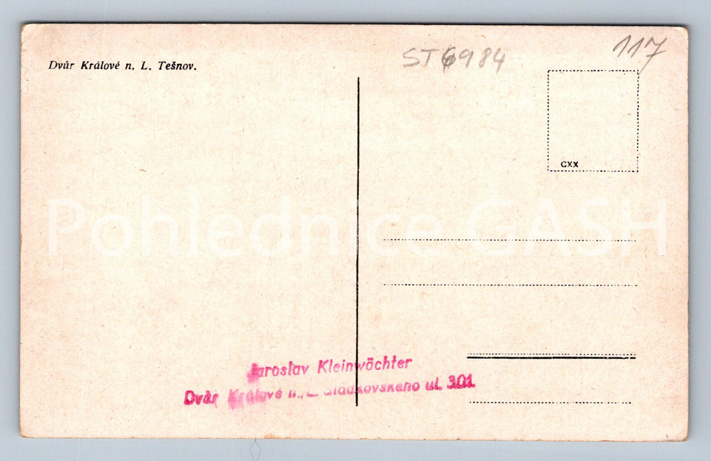 Postcard ELBE RESERVOIR IN TĚŠNOV (ST6984)