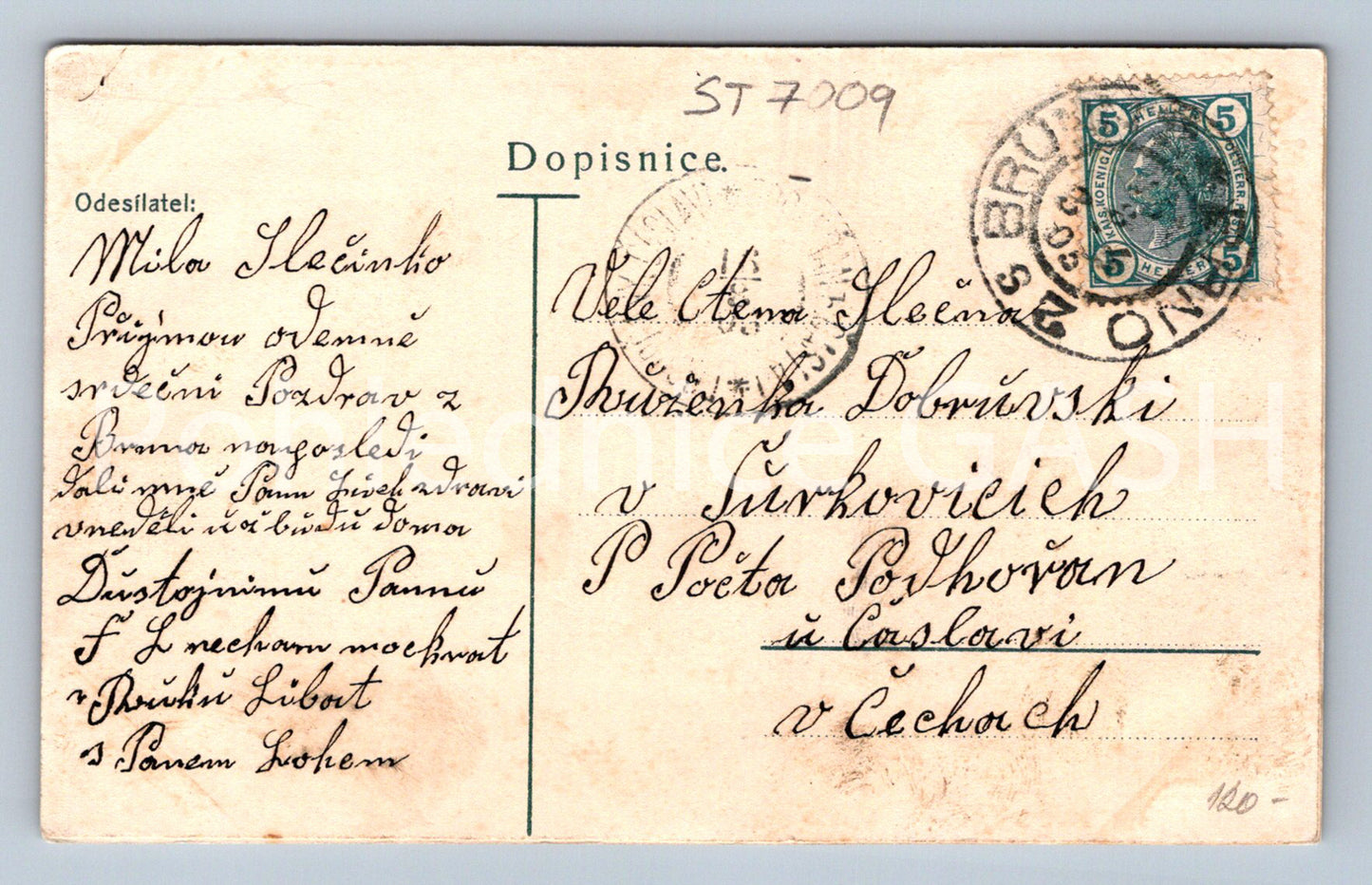 Postcard BRNO - HOTEL SLAVIA (ST7009)