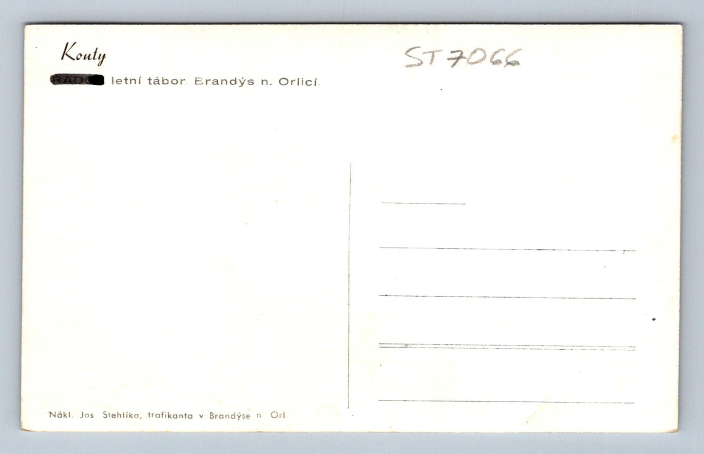 Postcard KOUTY - BRANDÝS NAD ORLICÍ (ST7066)