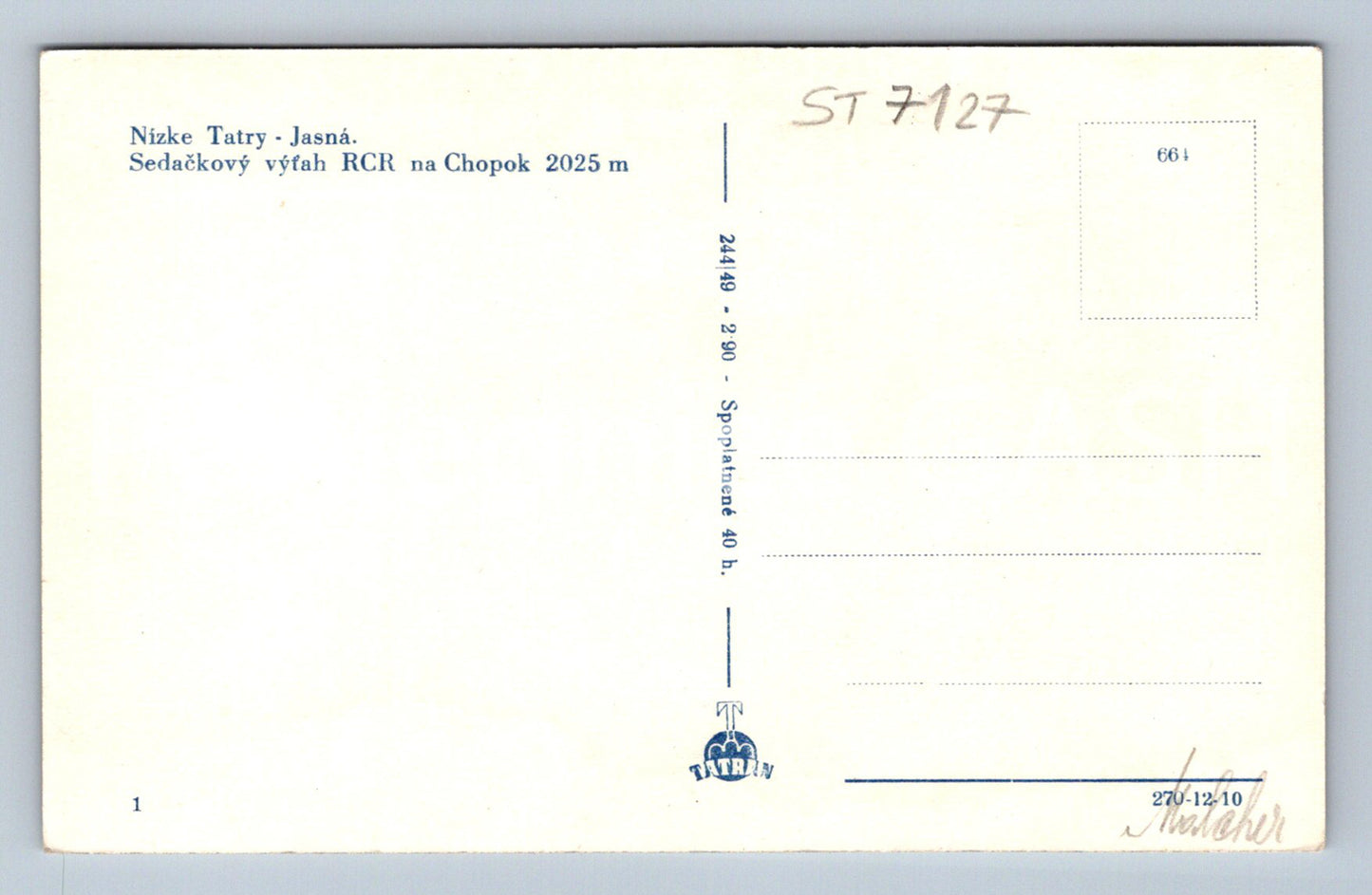 Postcard LOW TATRAS (ST7127)