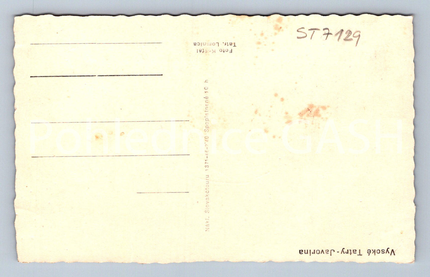 Postcard HIGH TATRAS - JAVORNIKY (ST7129)