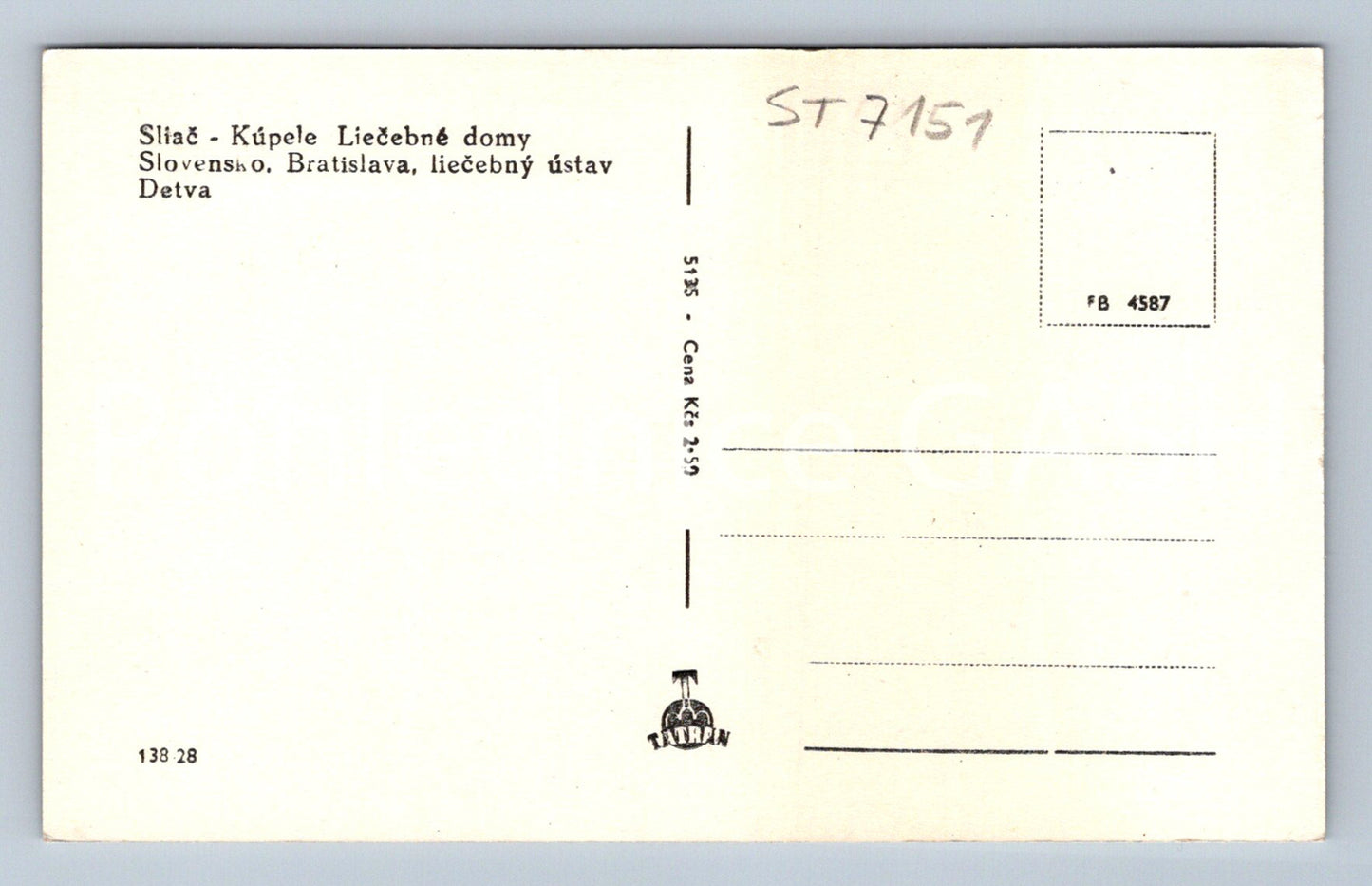 Postcard SLIAČ - SPA THERMAL HOMES (ST7151)