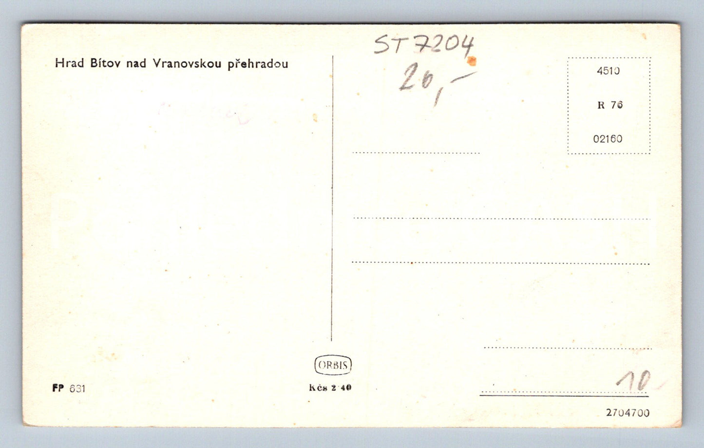 Postcard BÍTOV CASTLE (ST7204)