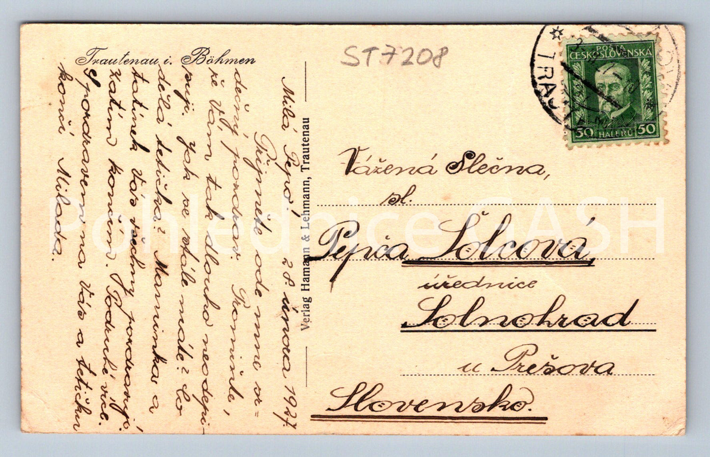 Postcard TRAUTENAU I. BOHEMIA (ST7208)