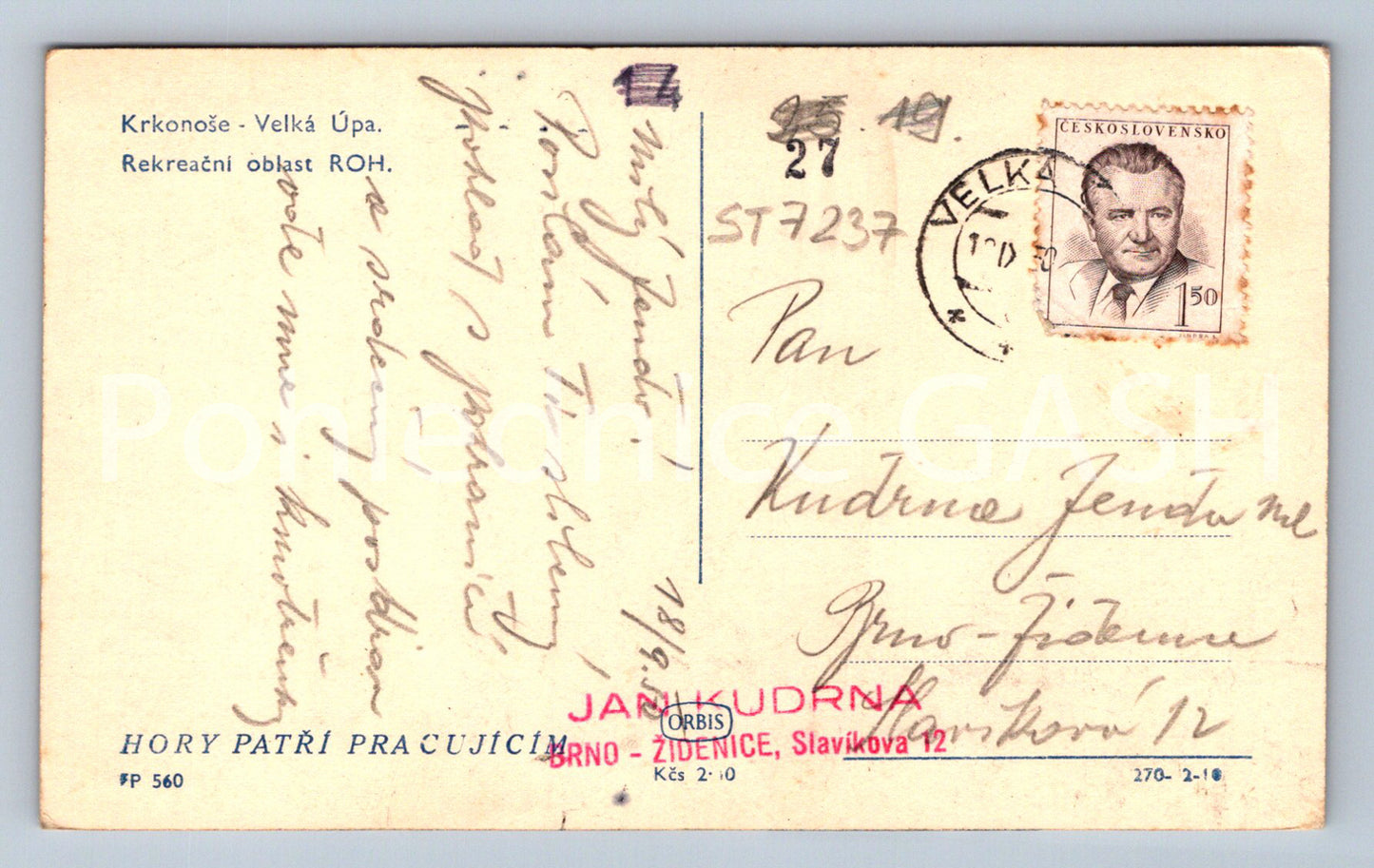 Postcard KRKONOSE (ST7237)