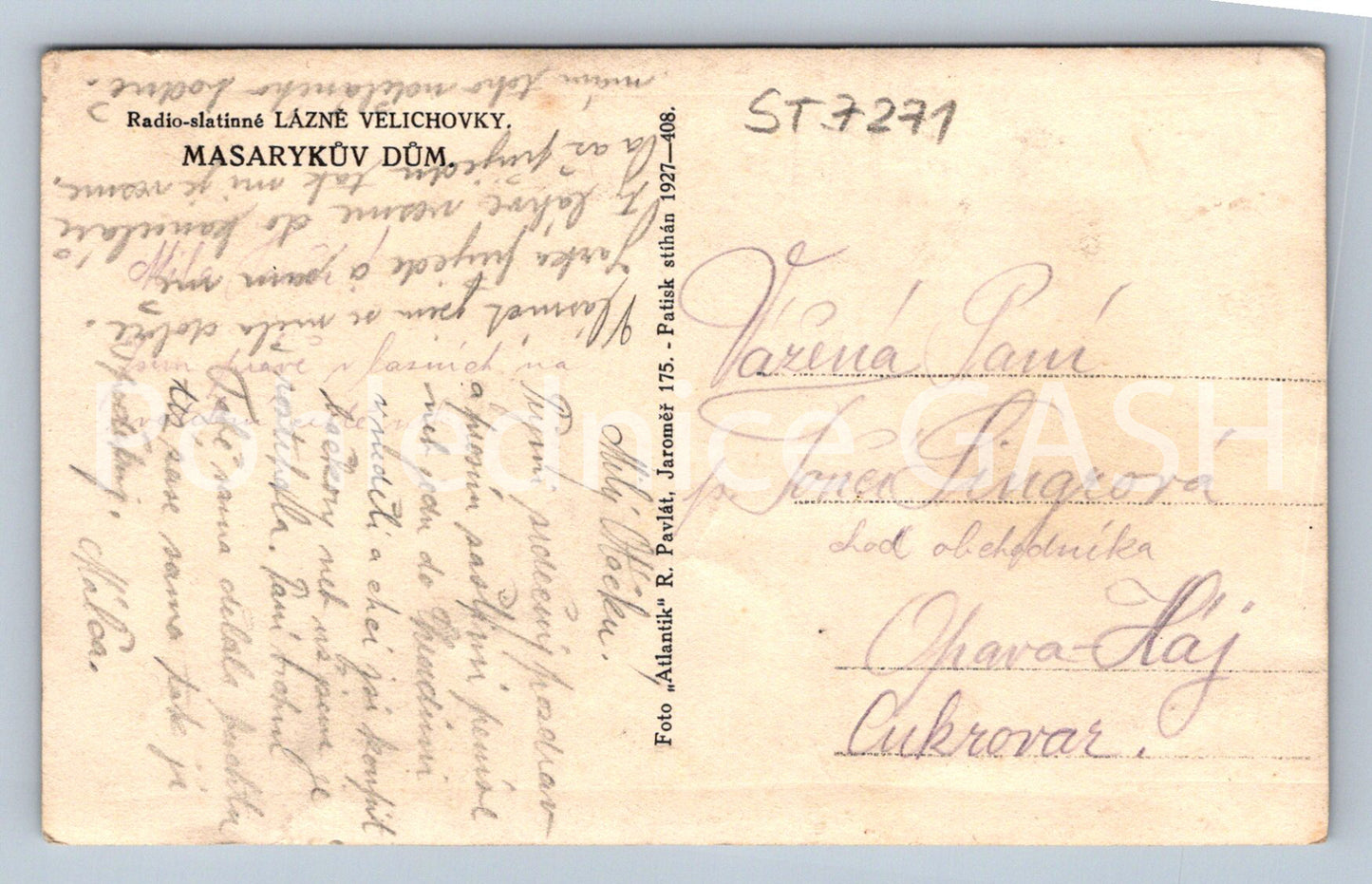 Postcard LÁZNĚ VELICHOVKY (ST7271)