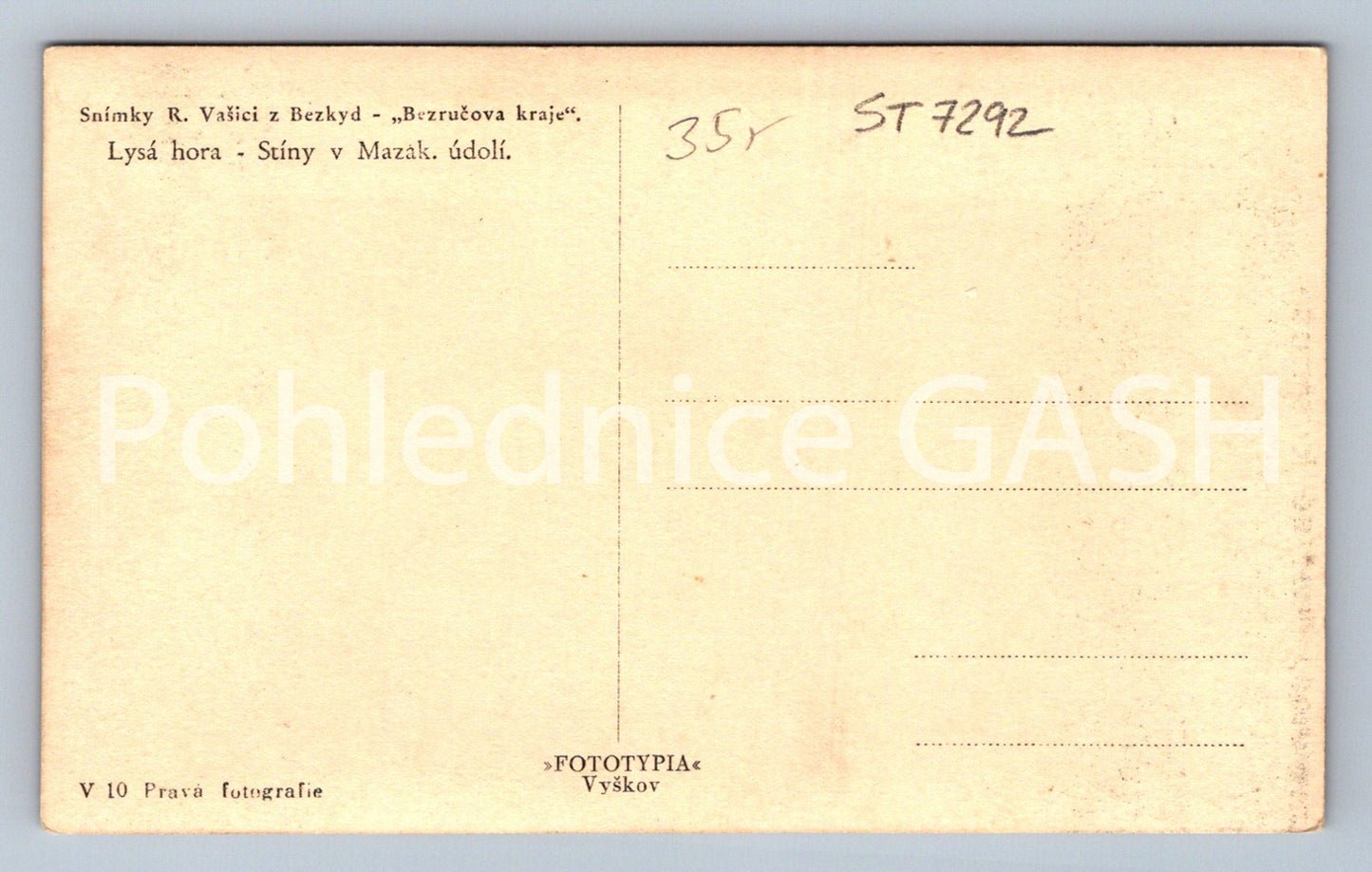 Postcard LYSÁ HORA - SHADOWS IN THE MAZÁK VALLEY (ST7292)
