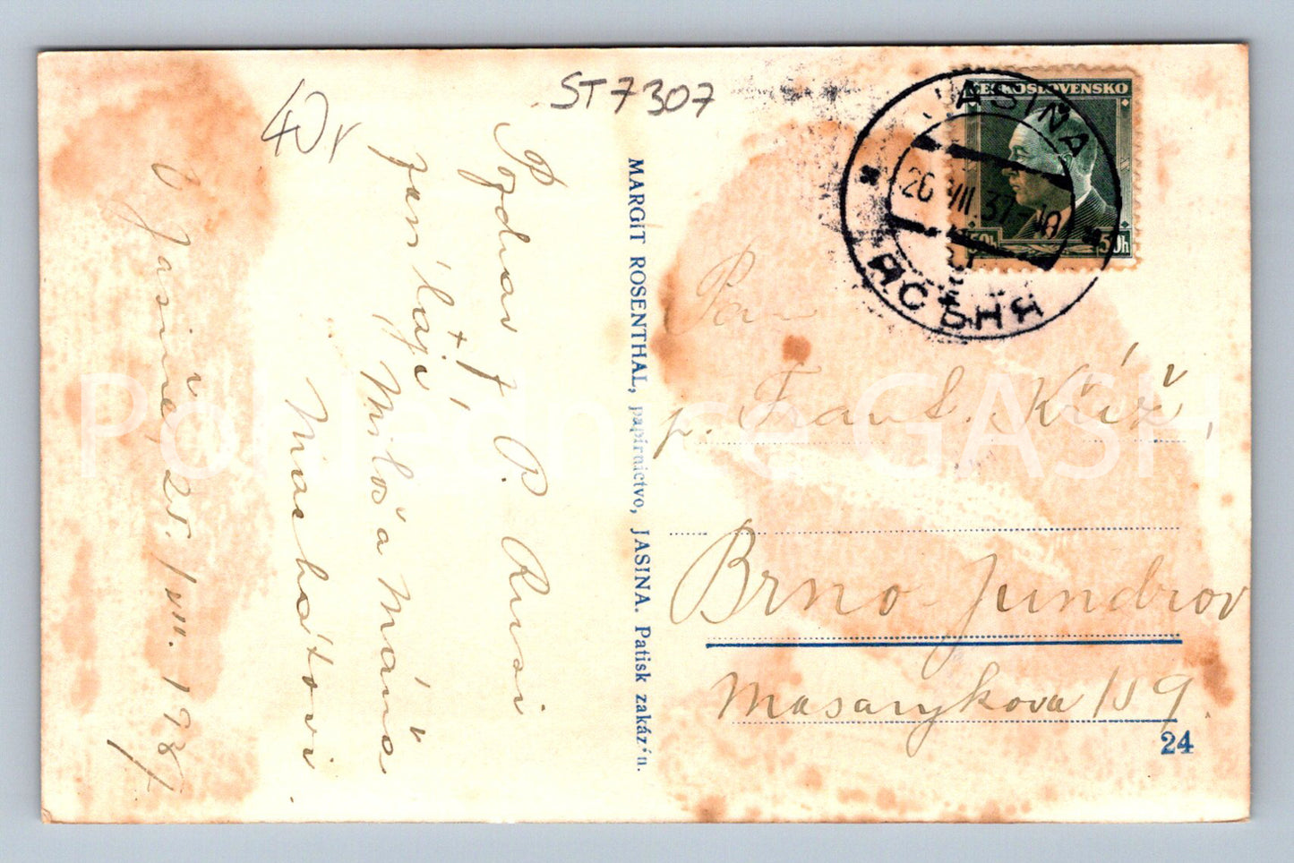 Postcard JASINA - PODK. RUS (ST7307)