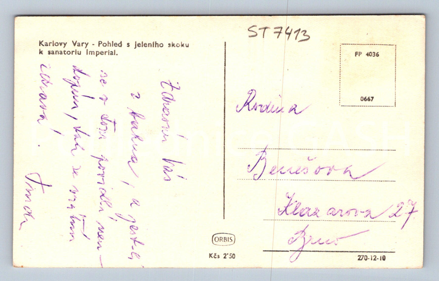 Postcard KARLOVY VARY FROM THE DEER'S LEAK TO THE IMPERIAL SANATORIUM (ST7413)