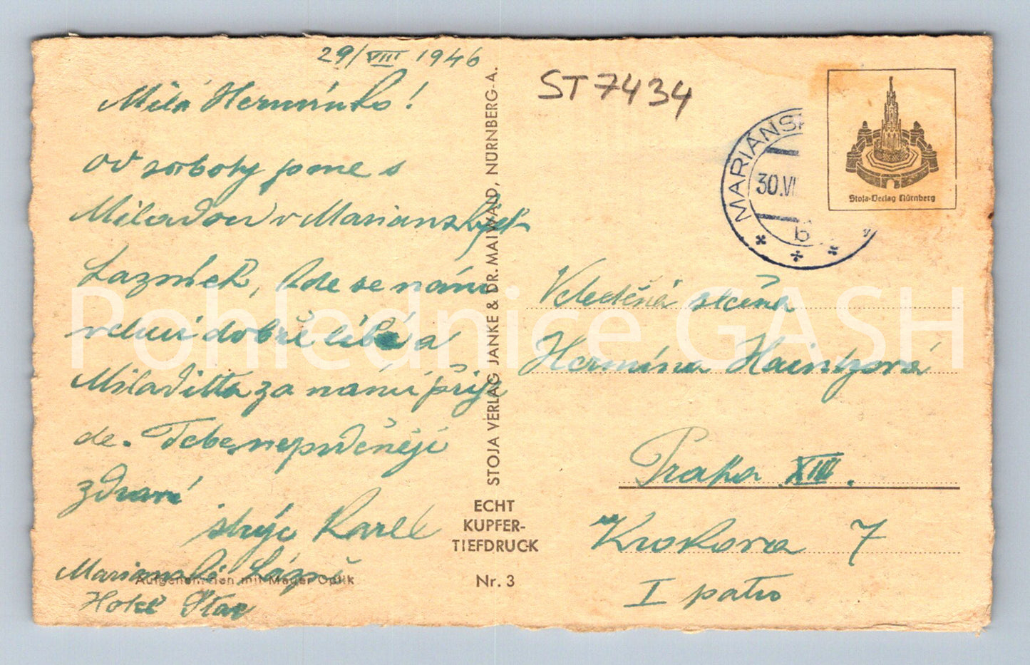 Postcard MARIANSKÉ LÁZNĚ (ST7434)