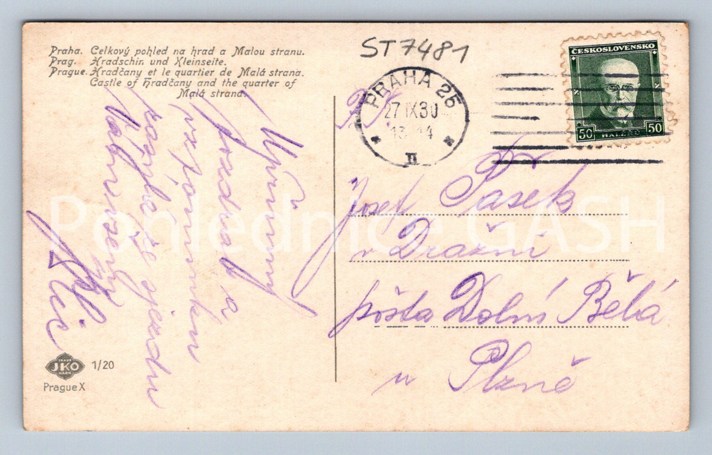 Postcard PRAGUE - VIEW OF THE LESSER STREET AND THE CASTLE (ST7481)