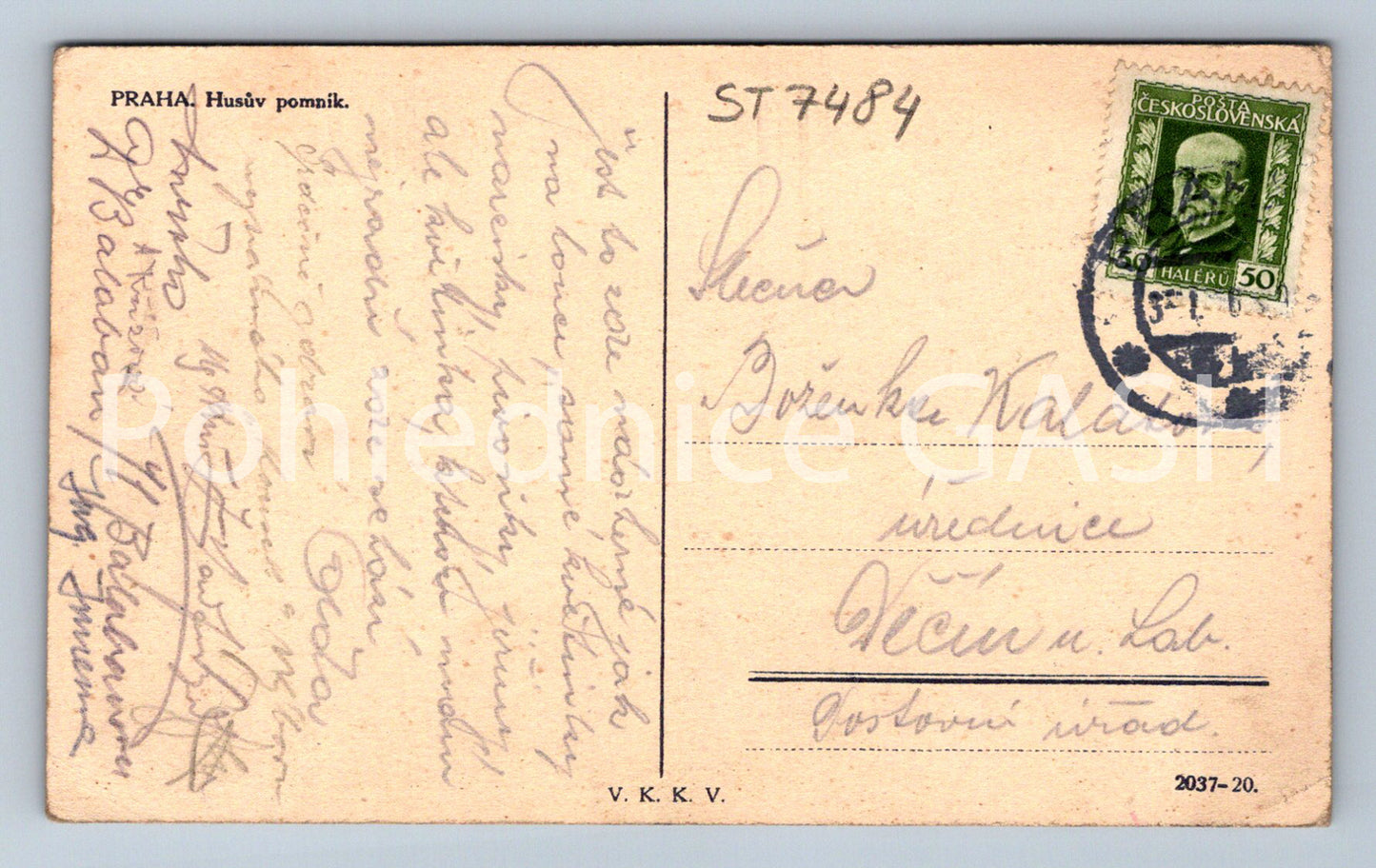 Postcard PRAGUE - HUSÁK MONUMENT (ST7484)