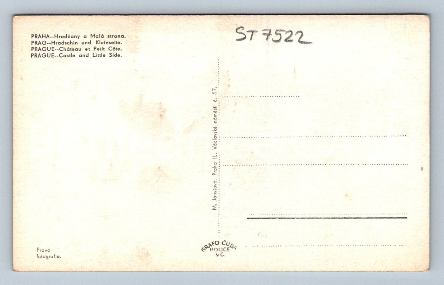 Postcard PRAGUE (ST7522)