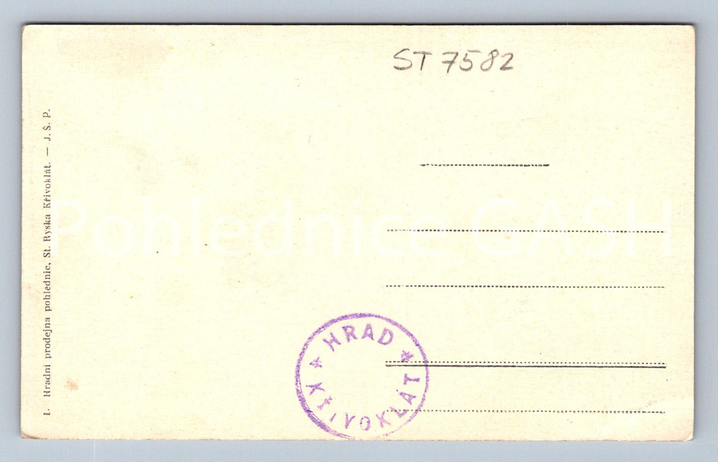 Postcard KŘIVOKLÁT CASTLE (ST7582)