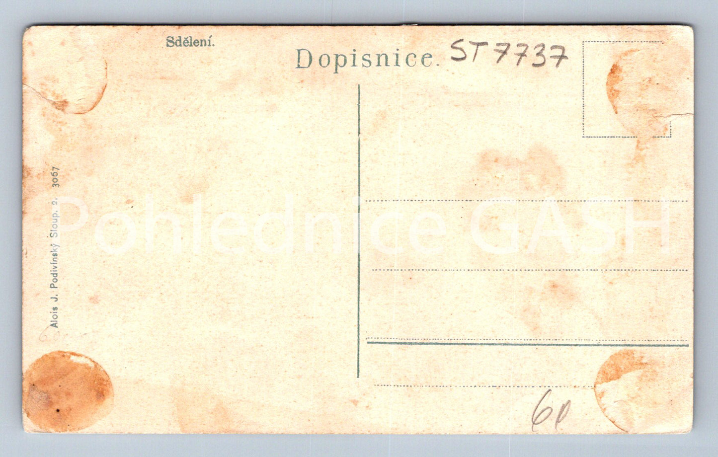 Postcard GREETINGS FROM SLOUPSKÁ KULNA (ST7737)